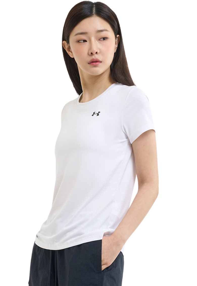 Tricou cu decolteu la baza gatului pentru fitness Classic - Alb/Gri antracit