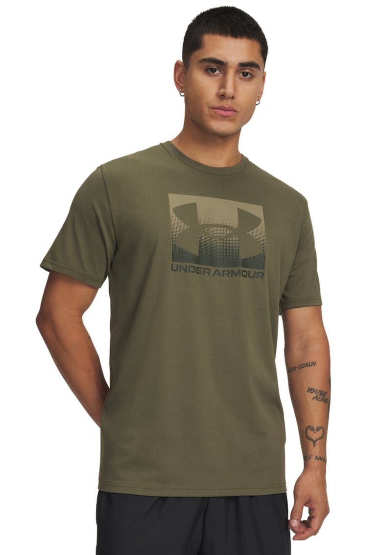 Tricou lejer cu logo Boxed - Kaki inchis