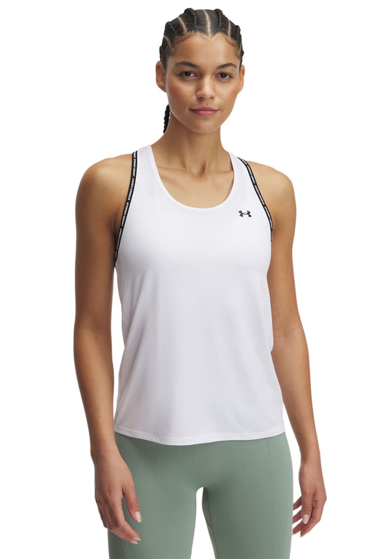 Top cu decupaj pe partea din spate - pentru fitness Knockout - Negru stins/Roz pal