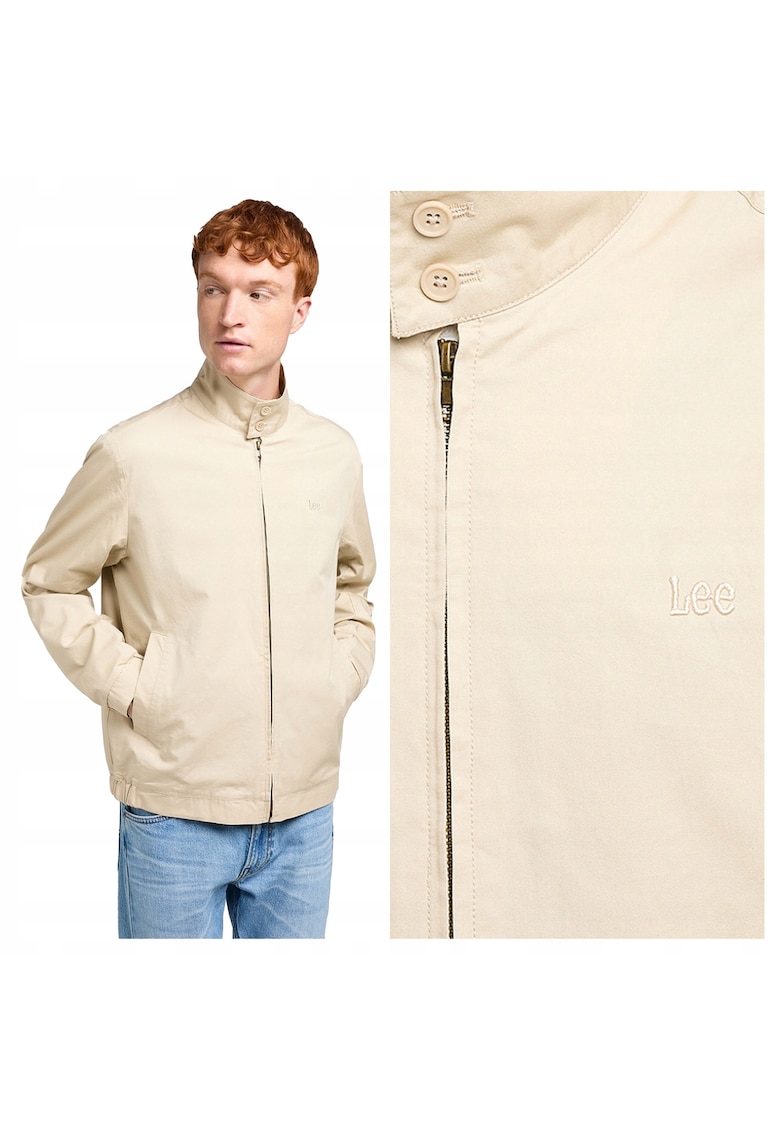Jacheta Barbati - Harrington Jacket - Regular Fit - Design Clasic - Maneci Lungi - 2 Buzunare - Cu Fermoar - Bumbac - M INTL - Bej