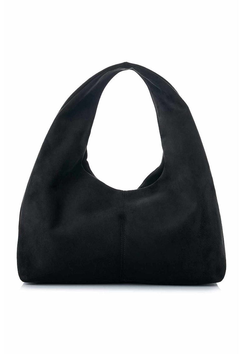 Geanta hobo din piele intoarsa sintetica - Negru - 18 x 40 x 13 CM