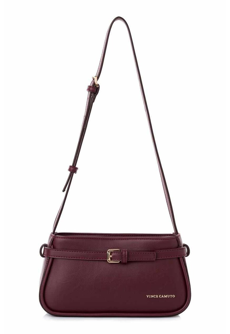 Geanta din piele ecologica cu bareta de umar si fermoar - Visiniu - 14 x 25 x 6.5 CM