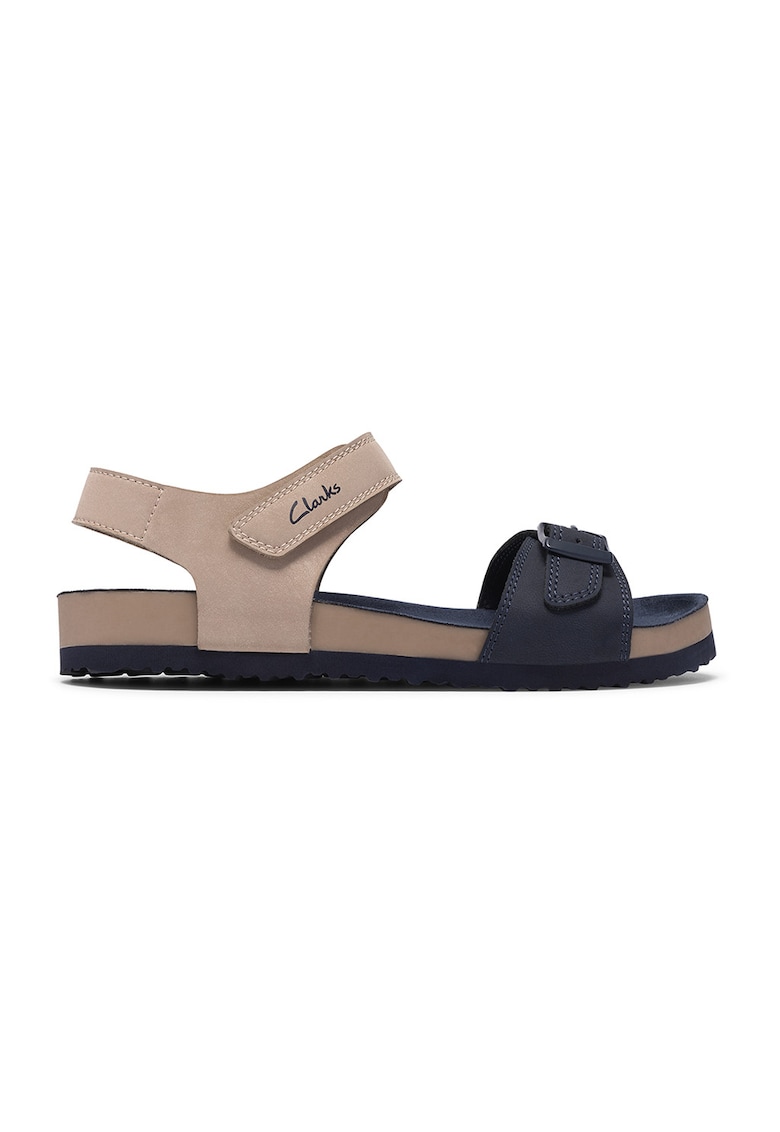 Sandale cu velcro - Maro nisip/Bleumarin