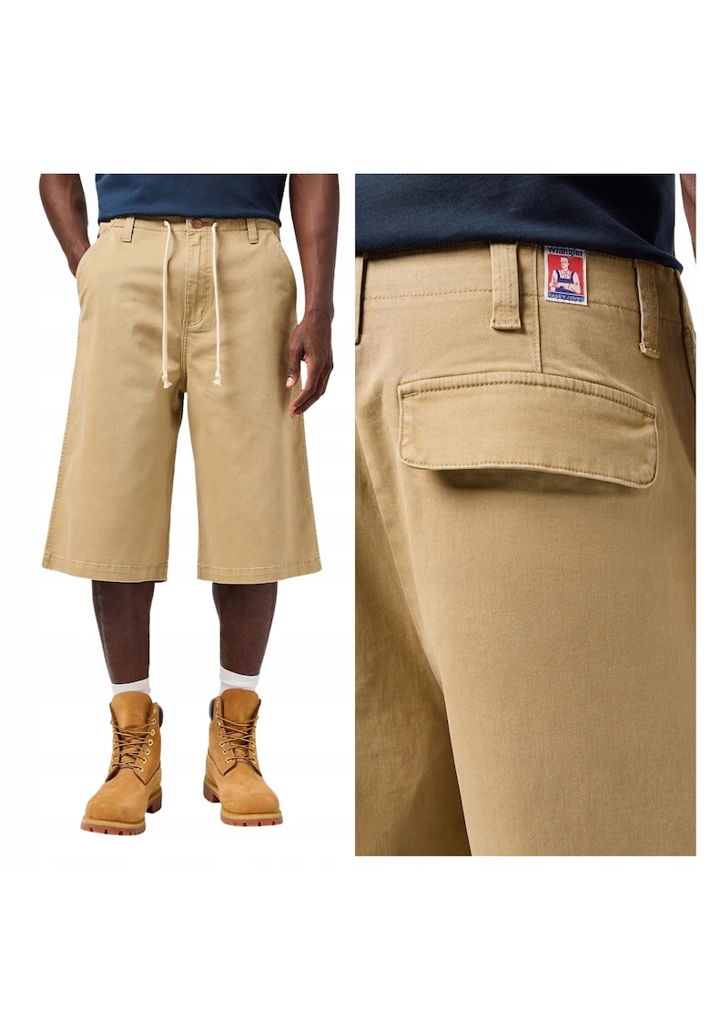 Pantaloni Scurti Barbati - CJ Drawstring Short - Regular Fit - Lungime Scurta - 5 Buzunare - Talie Medie - Cu Fermoar - Bumbac - 34 USA - Bej