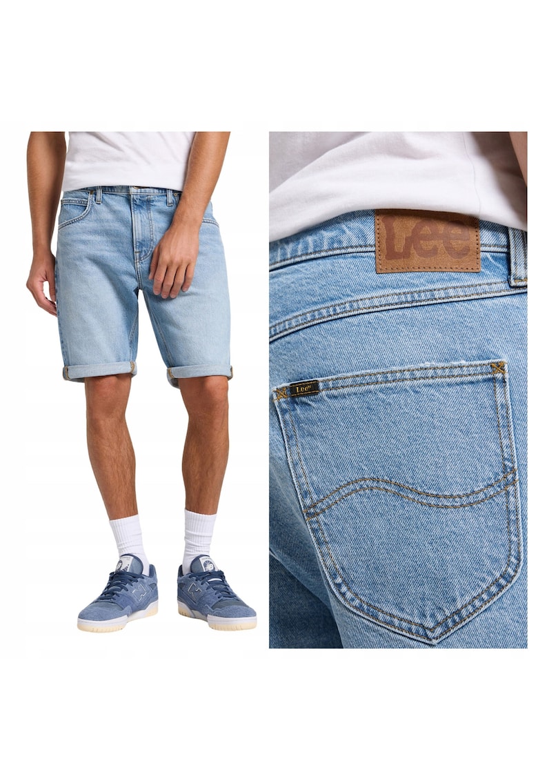 Blugi Scurti Barbati - 5 Pocket Short - Regular Fit - Denim Accent - Lungime Scurta - 5 Buzunare - Fermoar - Bumbac - 34 USA - Albastru
