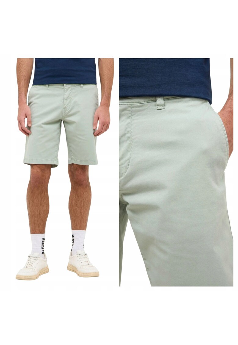 Pantaloni Scurti Barbati - Amsterdam - Regular Fit - Lungime Scurta - 3 Buznuare - Talie Joasa - Fara Inchidere - Bumbac - 34 USA - Verde