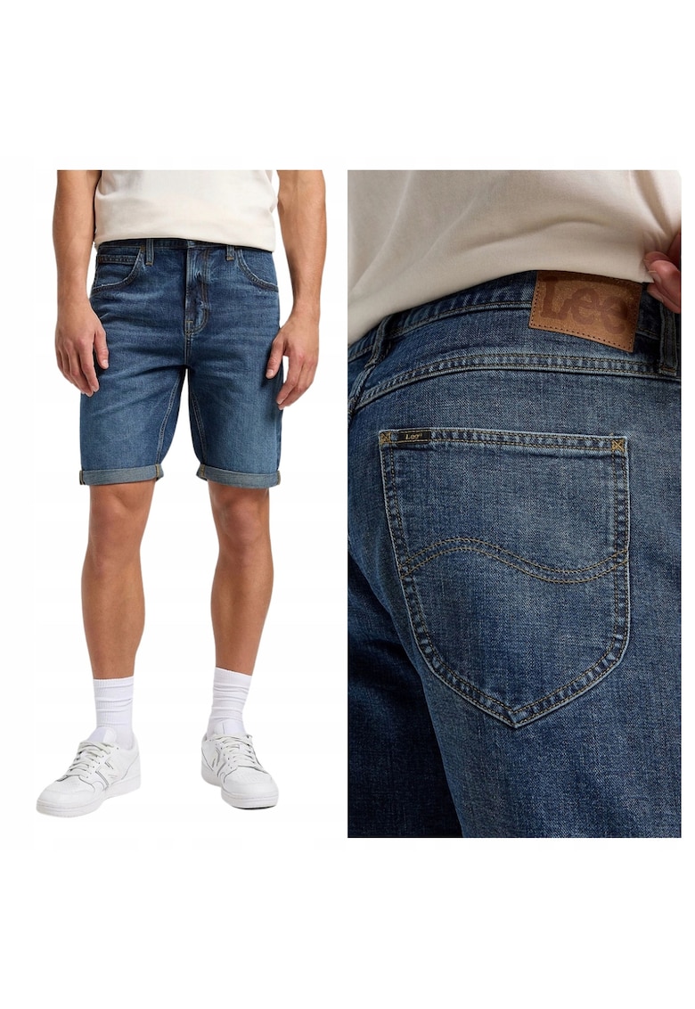 Blugi Scurti Barbati - 5 Pocket Short - Regular Fit - Denim Accent - Lungime Scurta - 5 Buzunare - Fermoar - Bumbac - 34 USA - Albastru