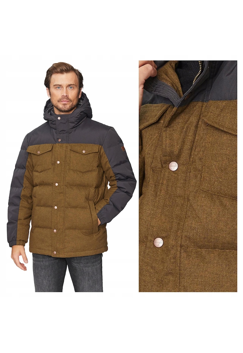 Jacheta Barbati - Down Jacket - Regular Fit - Design Clasic - Maneci Lungi - 2 Buzunare - Cu Fermoar - Bumbac - 3XL INTL - Maro