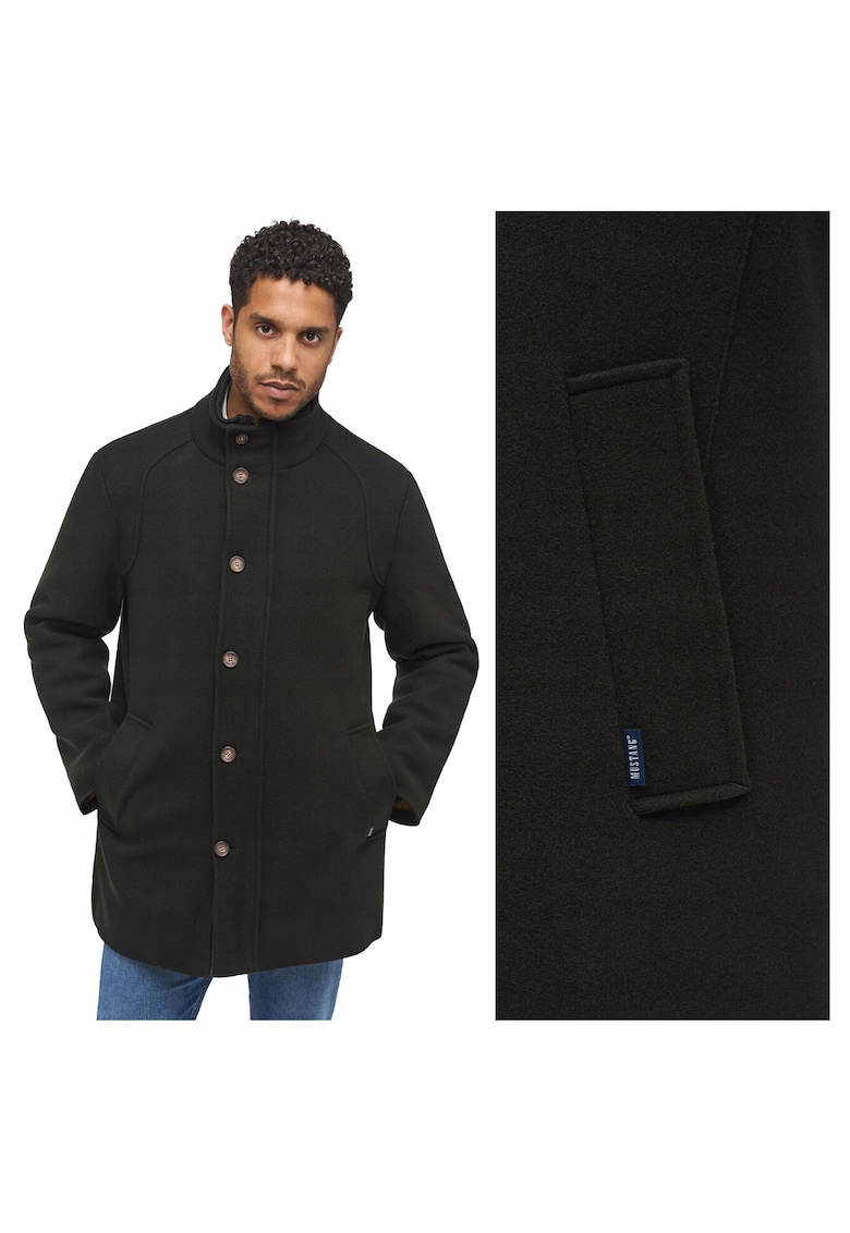 Jacheta Barbati - David Winter Coat - Regular Fit - Design Clasic - Maneci Lungi - 2 Buzunare - Cu Nasturi - Bumbac - 2XL INTL - Negru