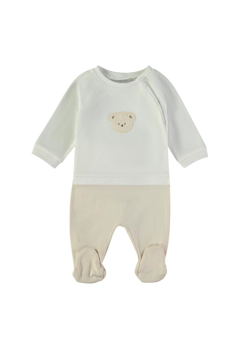 Set de bluza cu imprimeu urs si pantaloni - Bej inchis
