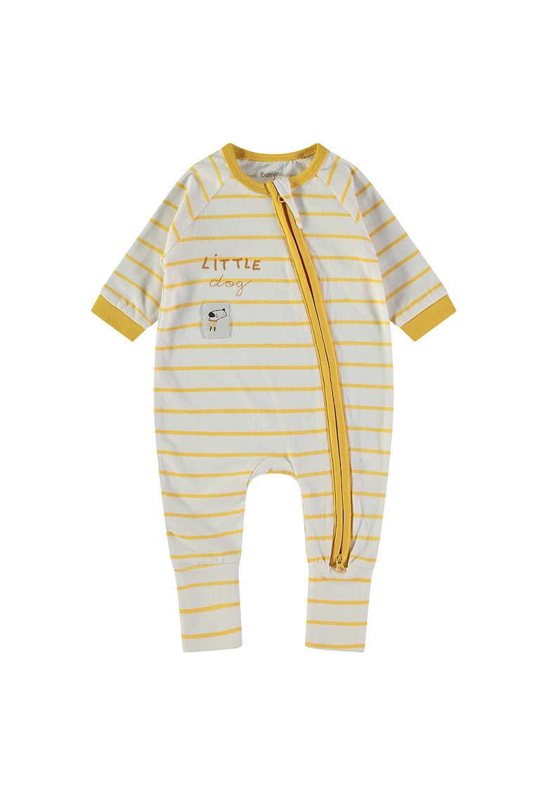 Salopeta din bumbac cu fermoar - Galben/Bej