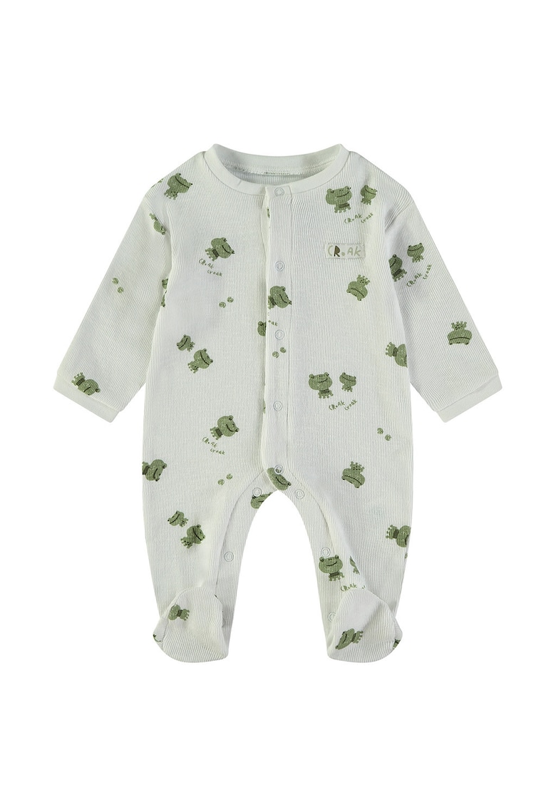 Salopeta din bumbac cu imprimeu broaste - Verde/Gri deschis