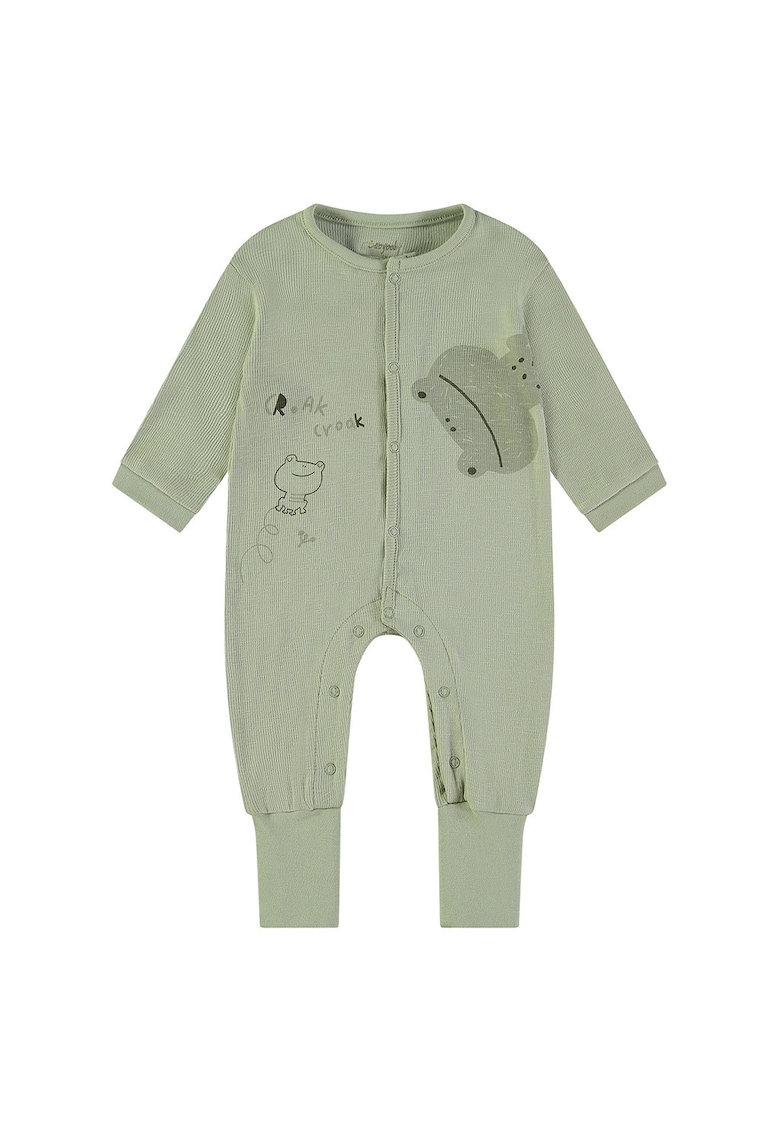 Salopeta cu capse si imprimeu broaste - Verde sparanghel