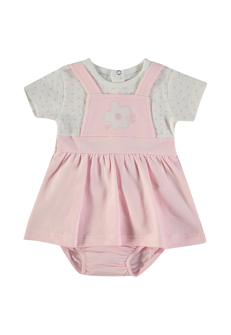 Rochie din bumbac cu chiloti - Gri deschis/Roz pastel