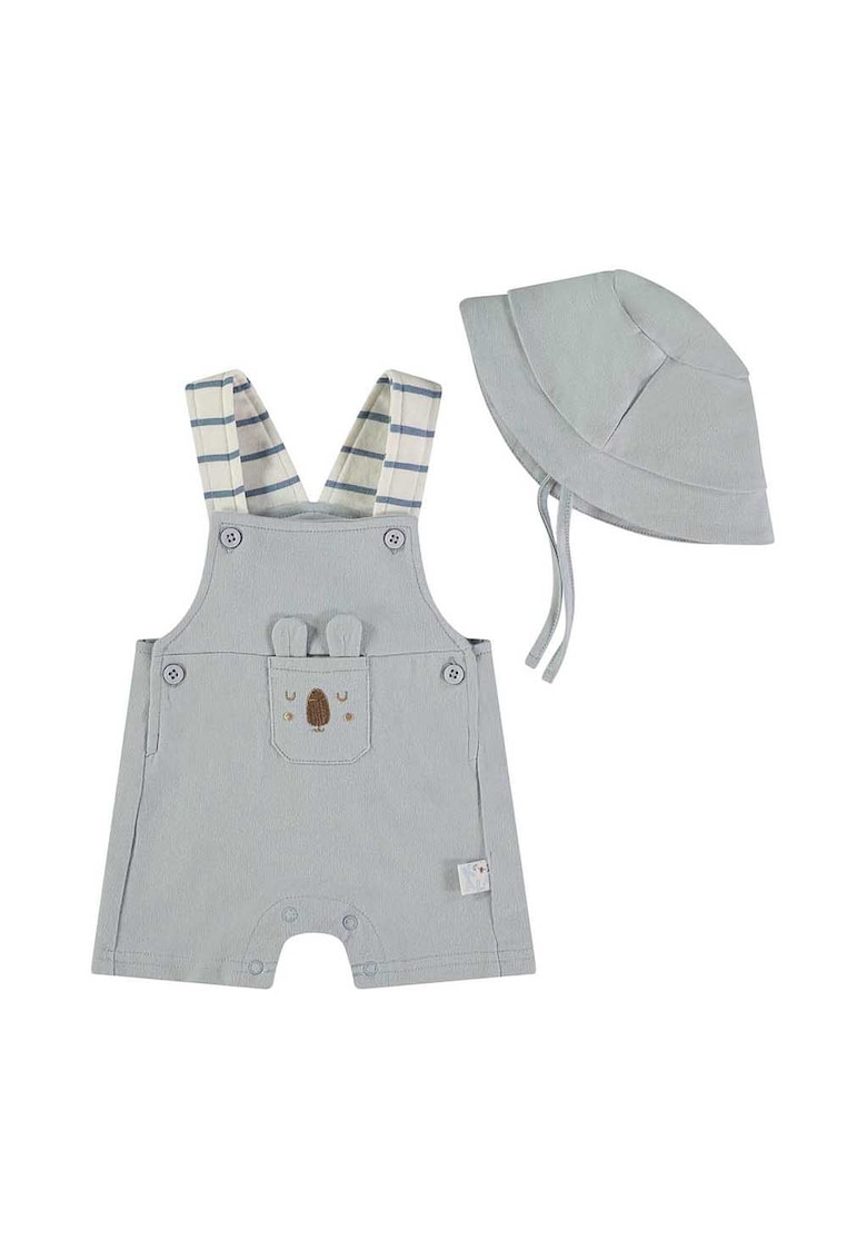 Salopeta din bumbac cu palarie bucket - Gri