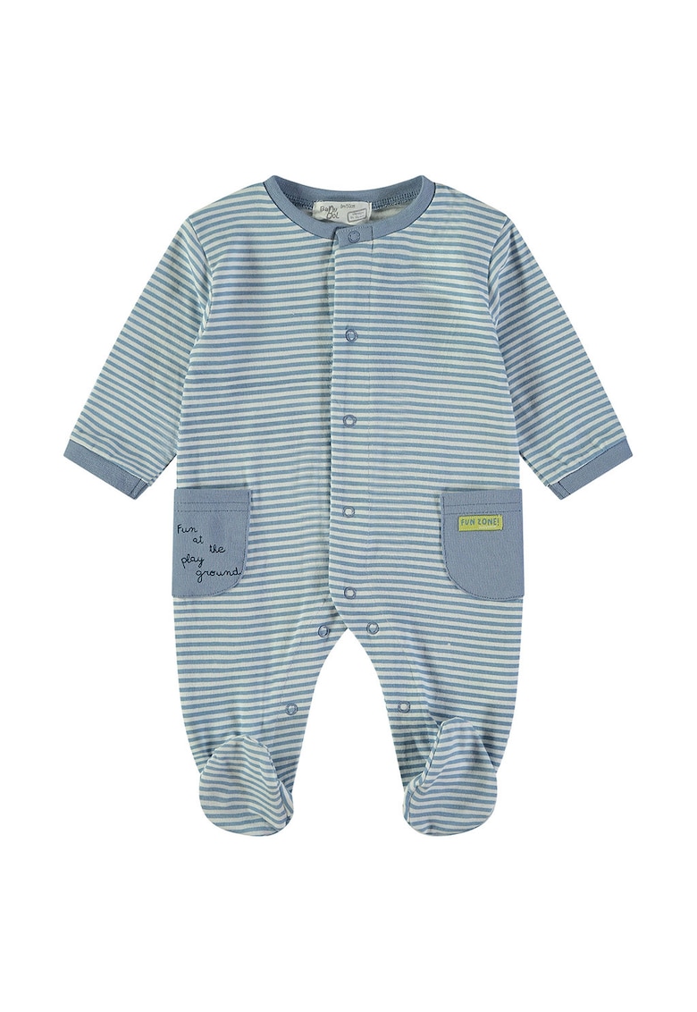 Salopeta cu buzunare aplicate si dungi - Albastru prafuit