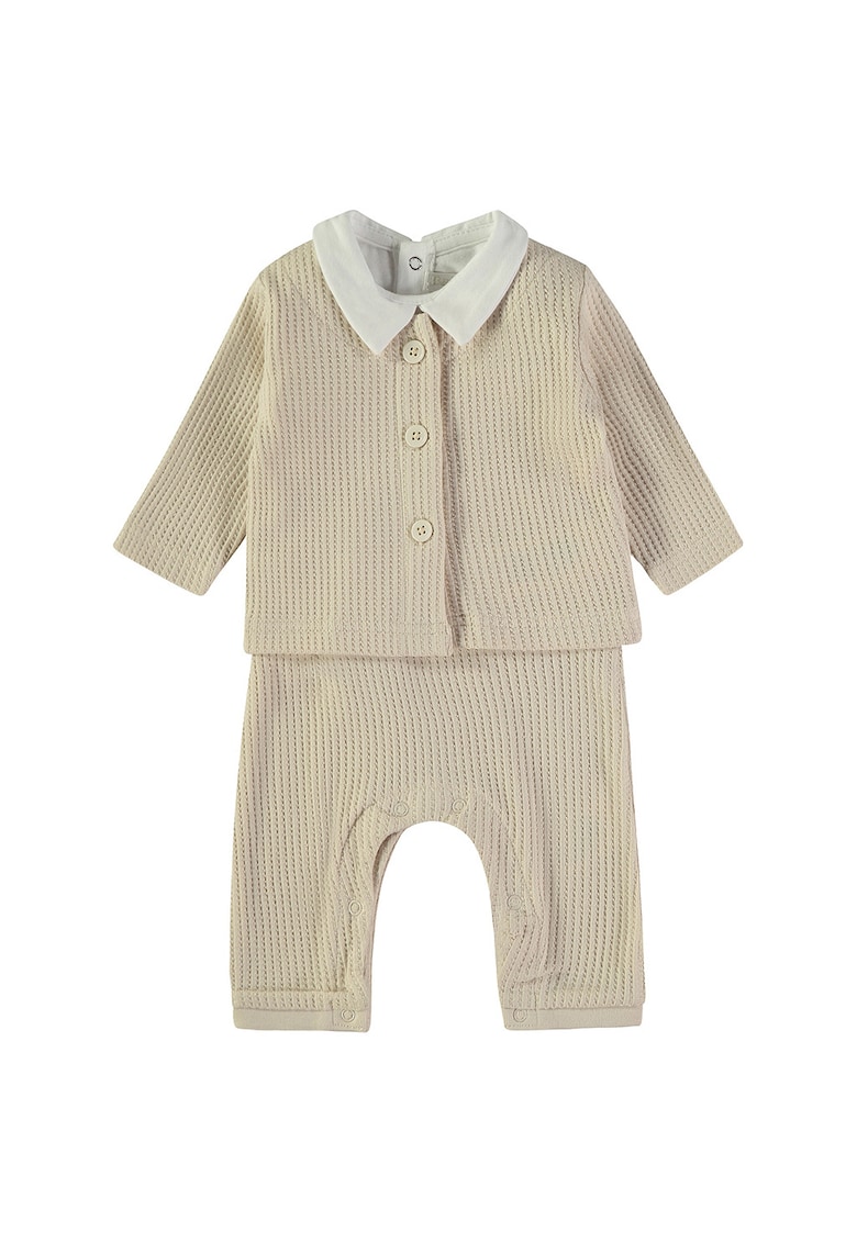 Set de imbracaminte din bumbac - 3 piese - Bej inchis