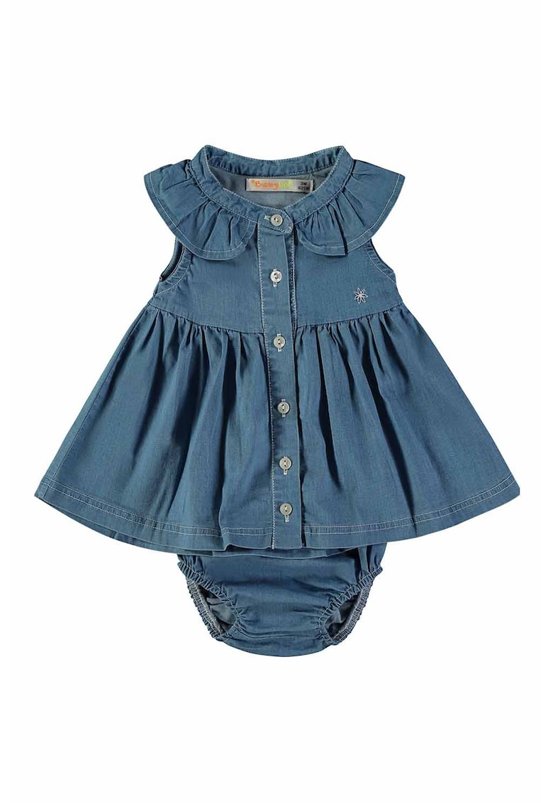 Rochie din material chambray si chiloti - Albastru gentian
