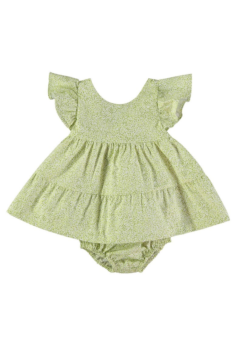 Set de rchie din bumbac cu imprimeu floral si chiloti - Verde masliniu deschis