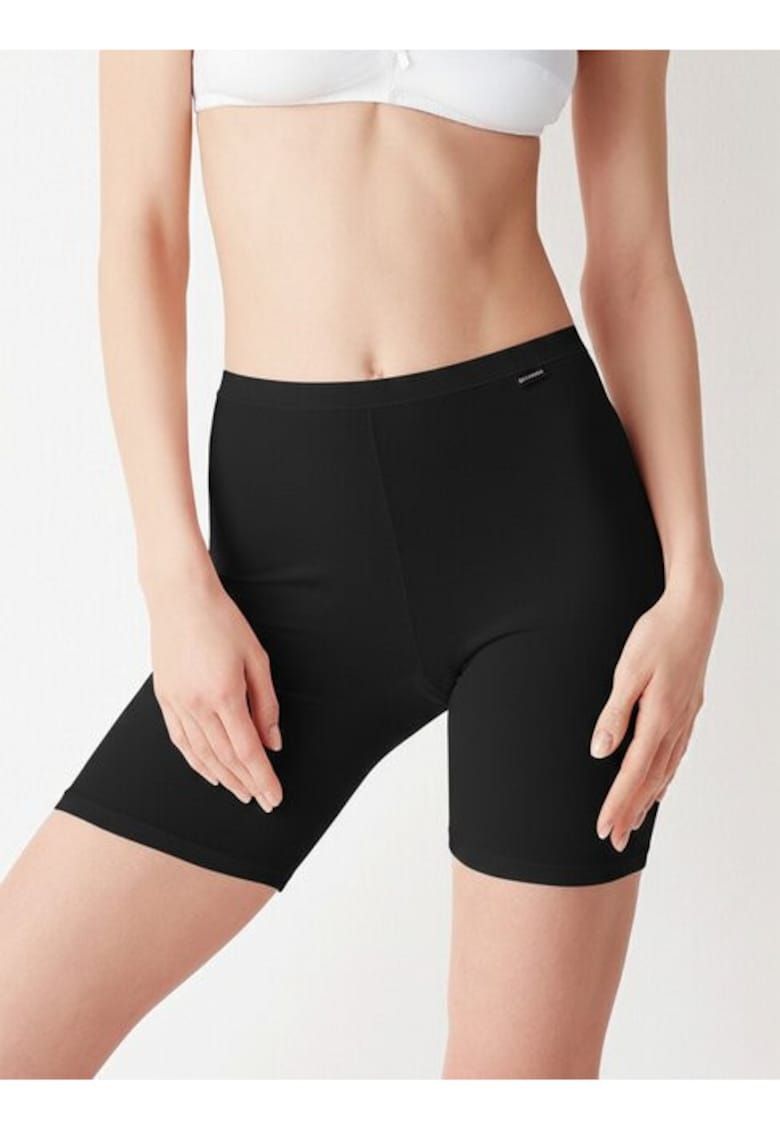 Boxeri lungi pe picior bumbac cu talia inalta 8018 0001 - Negru
