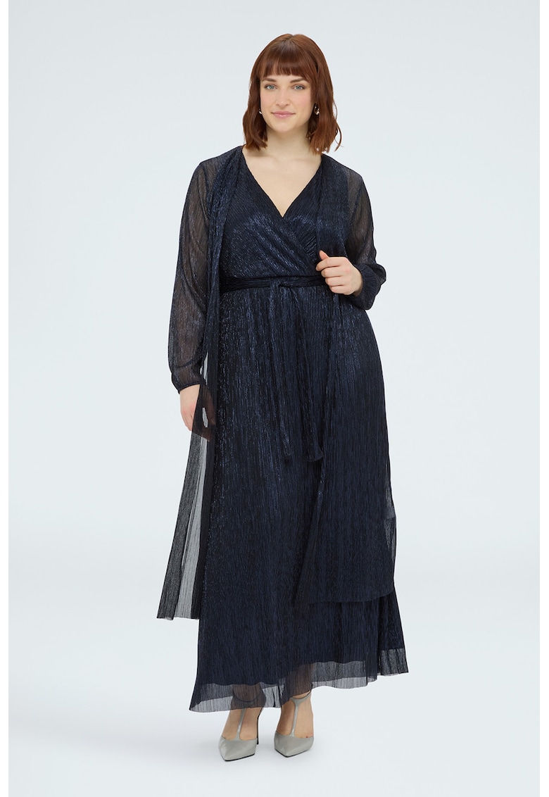 Cardigan semitransparent cu aspect stralucitor - fara inchidere - Bleumarin