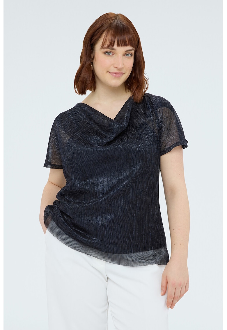 Tricou elegant cu decolteu in V - Albastru ultramarin