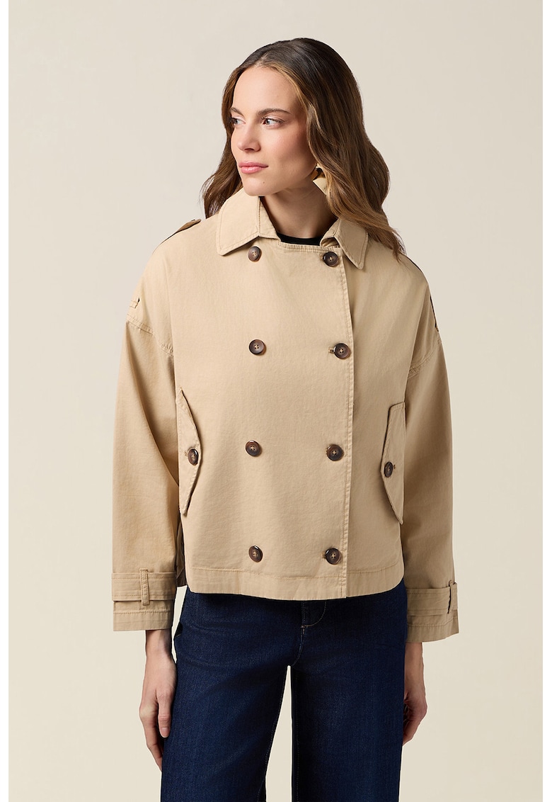 Trenci scurt cu buzunare oblice - Bej