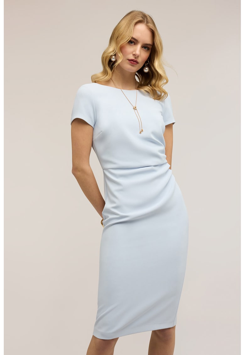 Rochie creion cu decolteu in V pe partea din spate - Albastru pastel