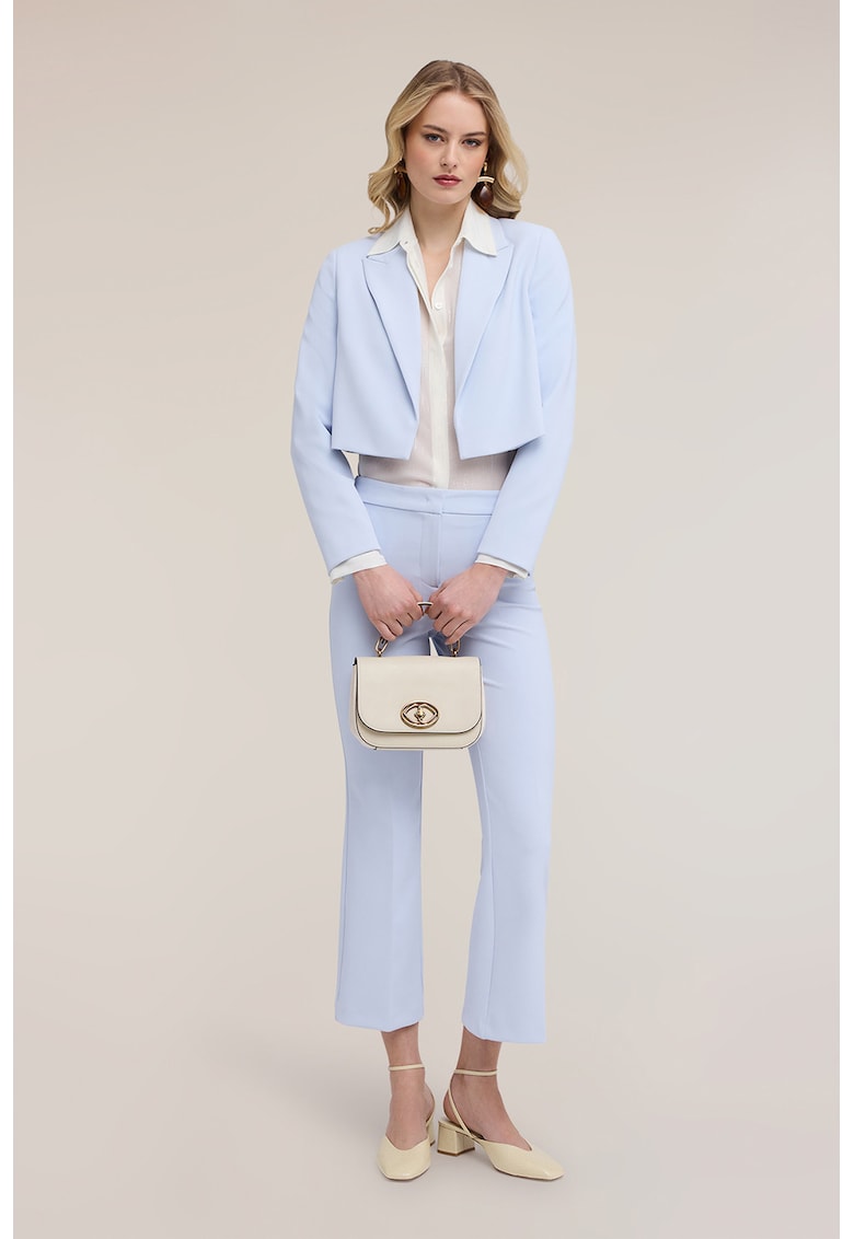 Sacou crop cu revere decupate - Albastru pastel