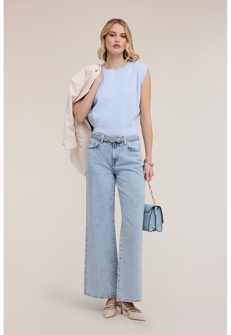 Bluza lejera cu decolteu la baza gatului - Albastru lavanda