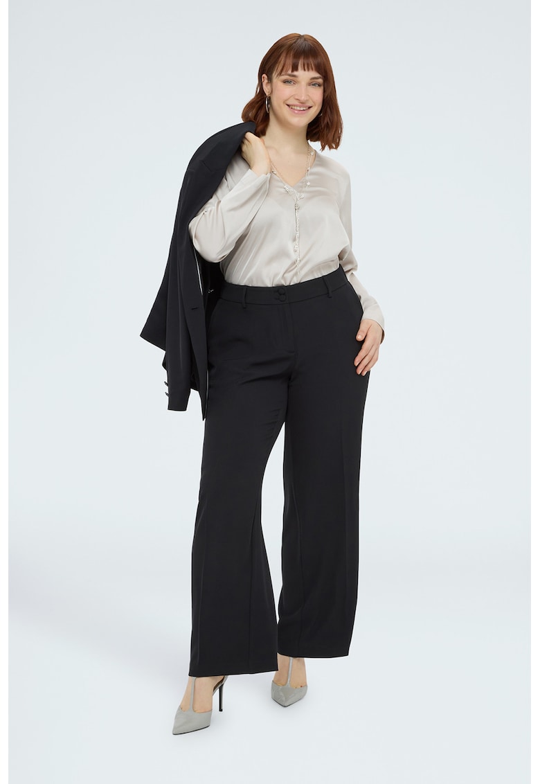 Pantaloni drepti cu pensa - Negru