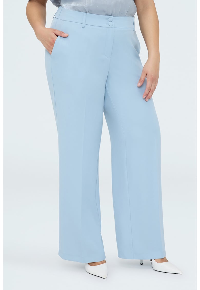 Pantaloni drepti cu pensa - Albastru pastel