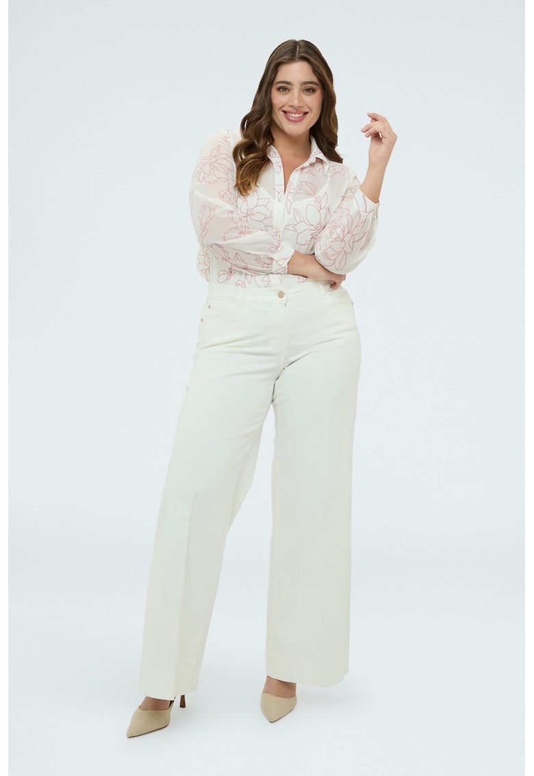 Camasa cu top interior si model floral - Roz/Crem