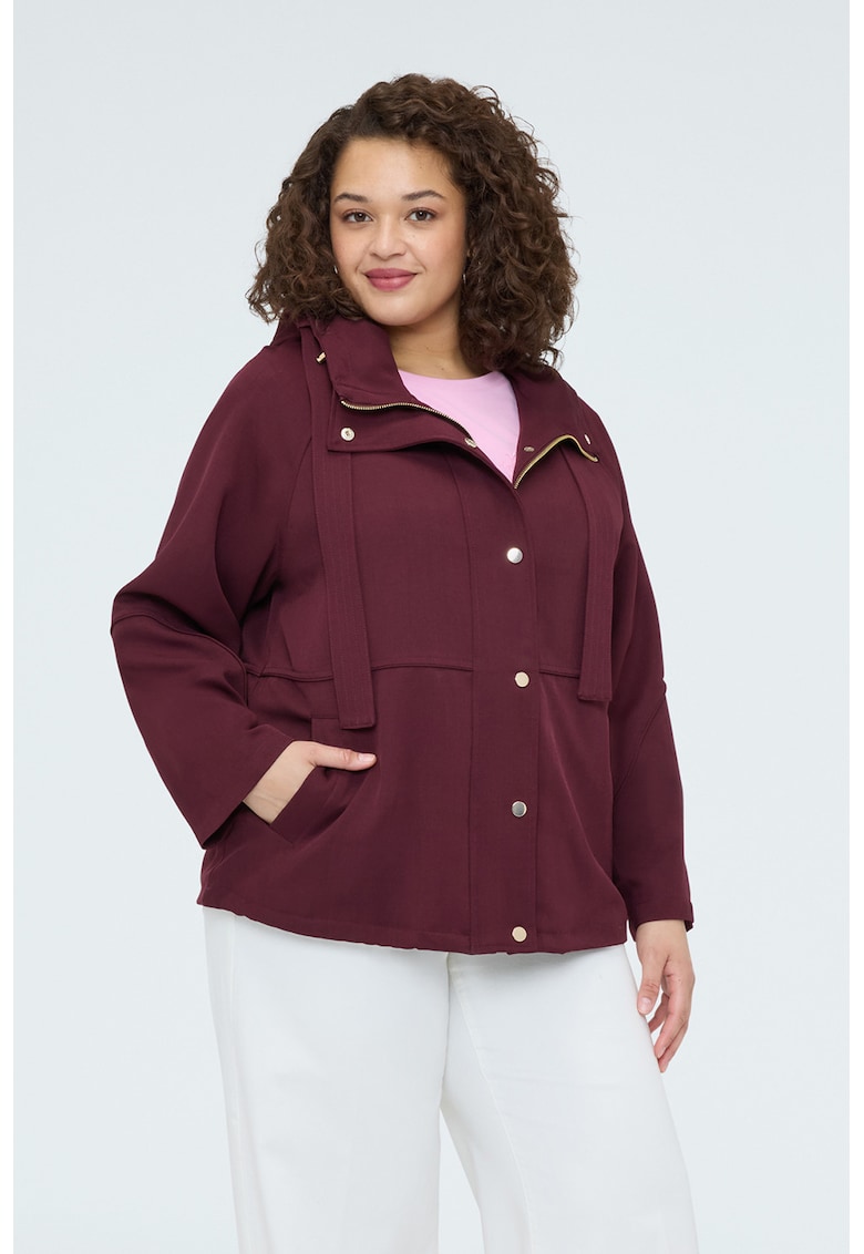 Jacheta parka cu fermoar - Visiniu