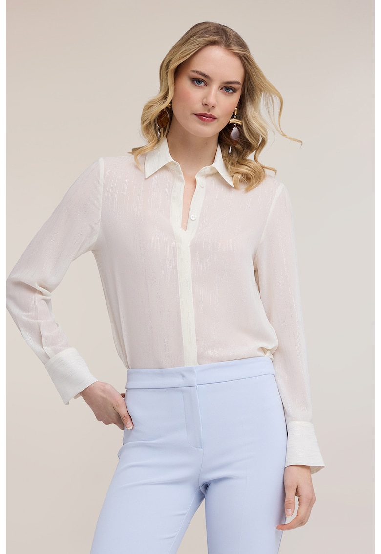 Camasa eleganta cu model - Alb fildes