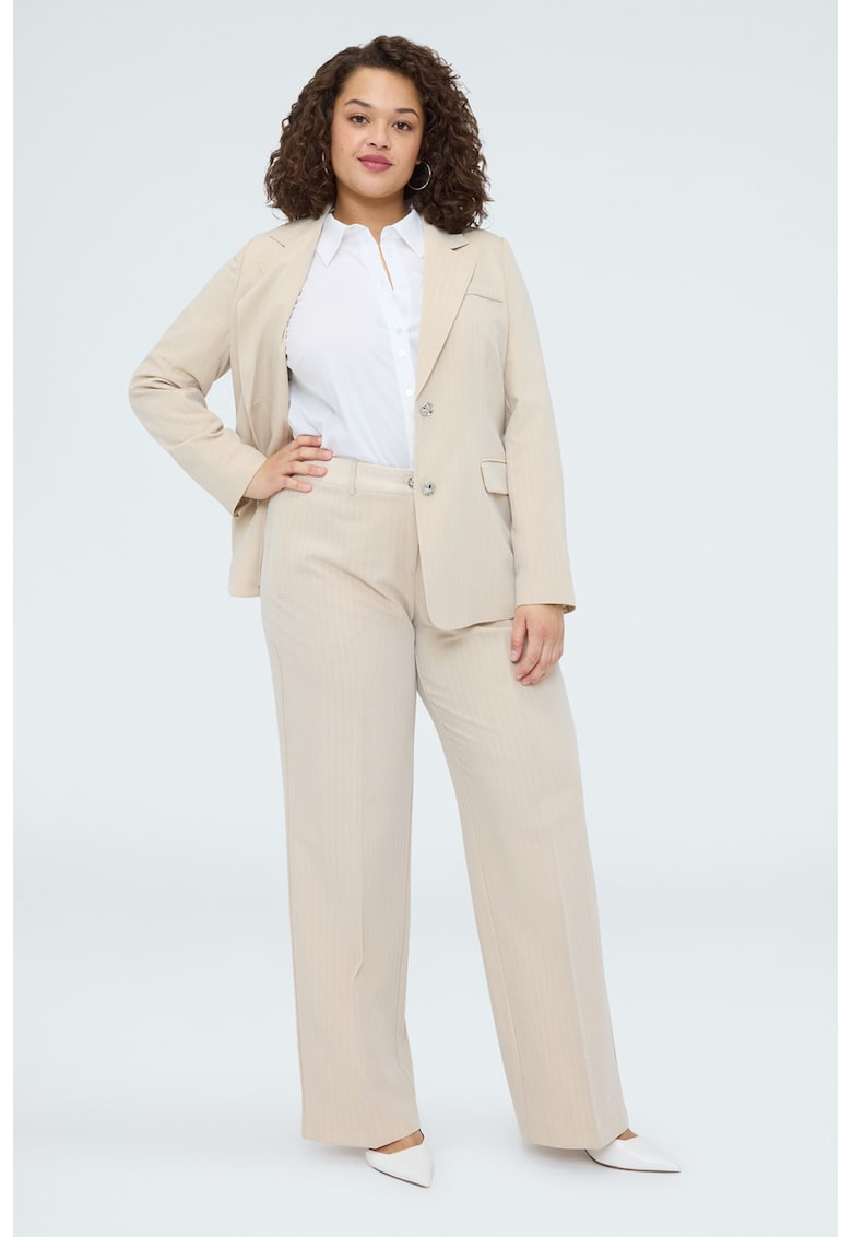 Pantaloni drepti cu pensa - Crem