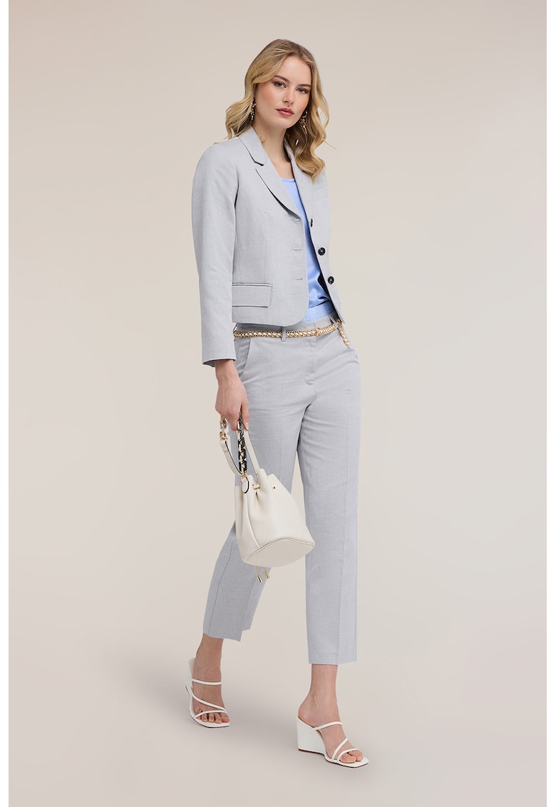 Sacou crop slim fit cu buzunare cu refilet - Gri deschis