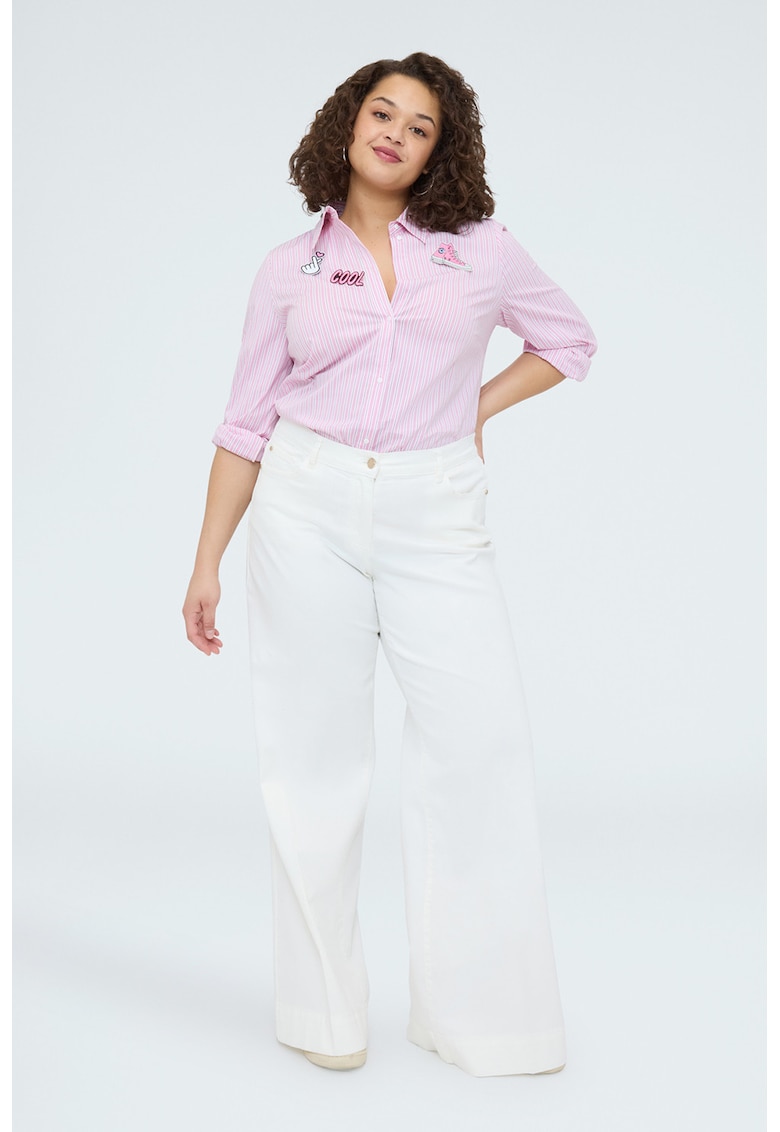 Camasa cu sireturi pe partea din spate - dungi si aplicatii - Roz pastel