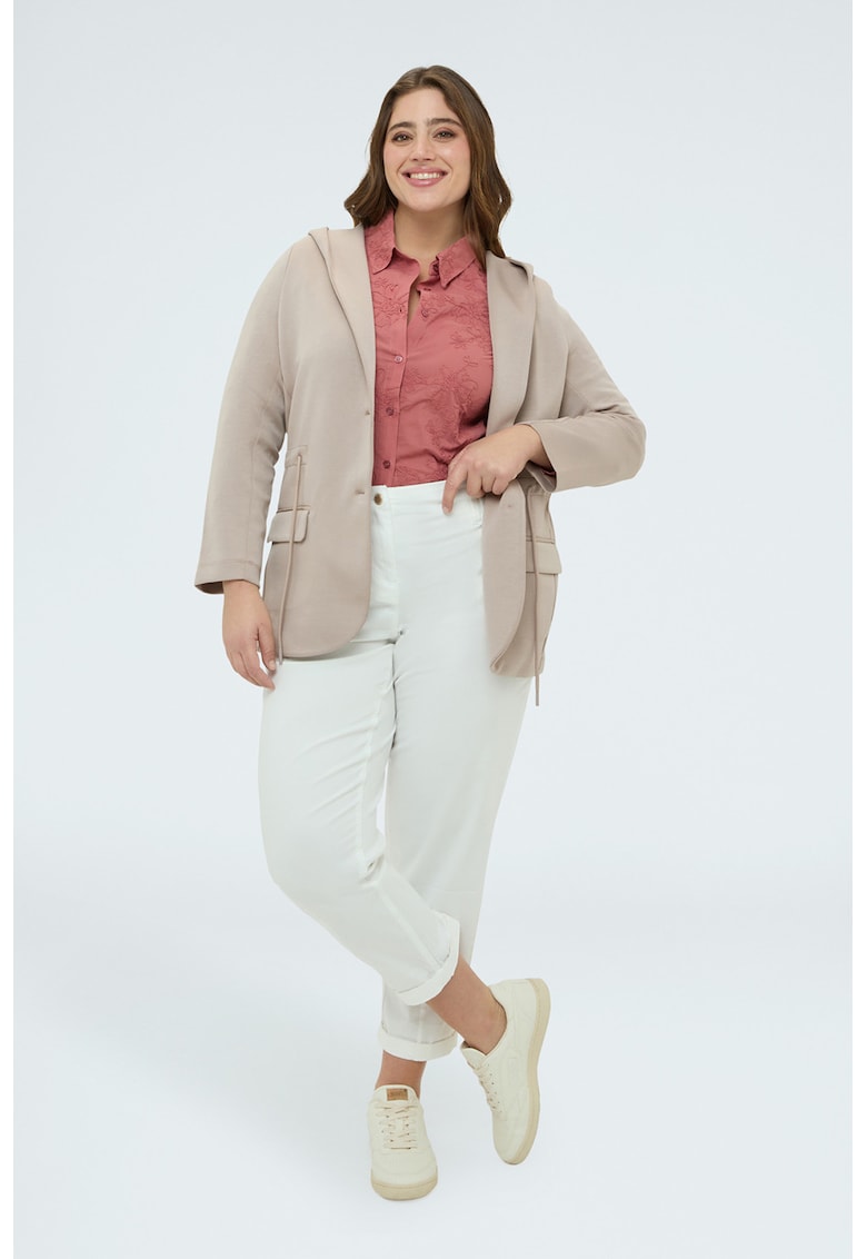 Jacheta cu gluga si snur in talie - Bej deschis