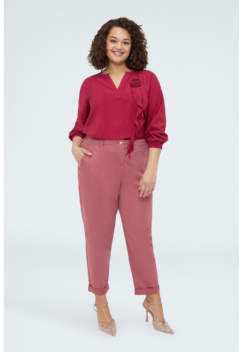 Bluza-tunica cu detaliu floral - Rosu