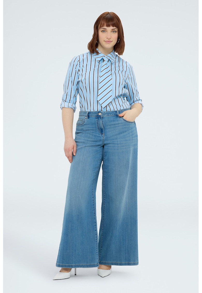 Camasa cu dungi si cordon asortat - Negru/Albastru deschis