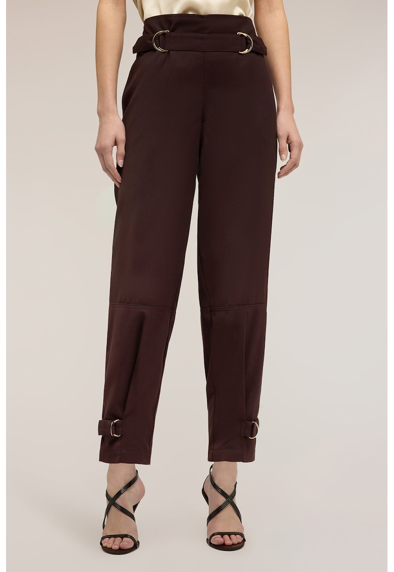 Pantaloni conici cu cordon - Maro cognac