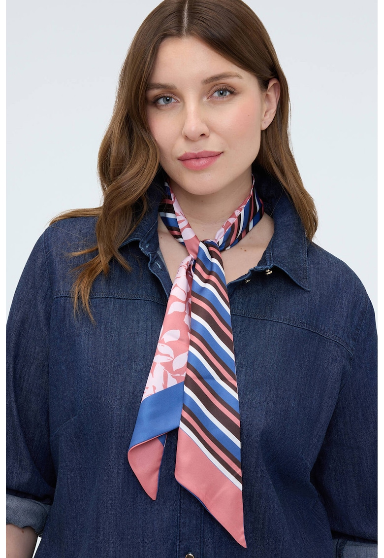 Esarfa cu model - Alb/Roz/Albastru