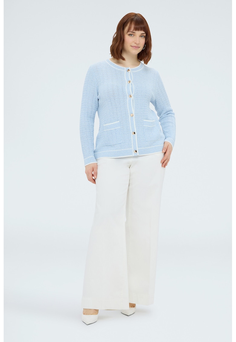 Cardigan cu nasturi si dungi - Albastru pastel