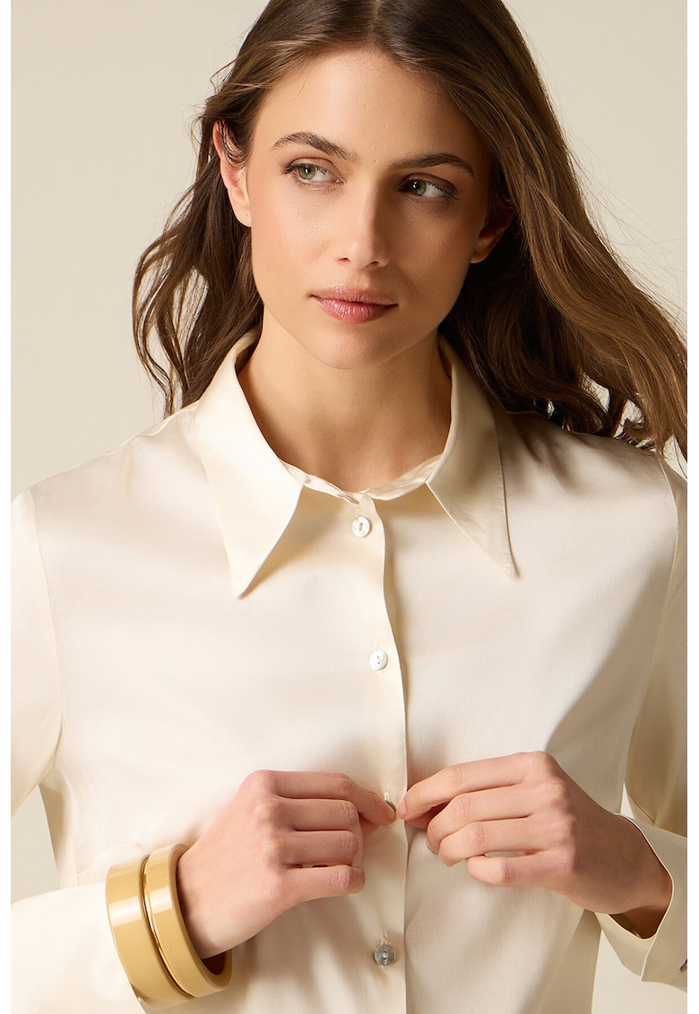 Camasa uni din satin - Crem