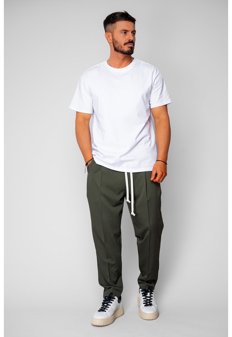 Pantalon lung larg cu snur Kaki 20471 - Kaki