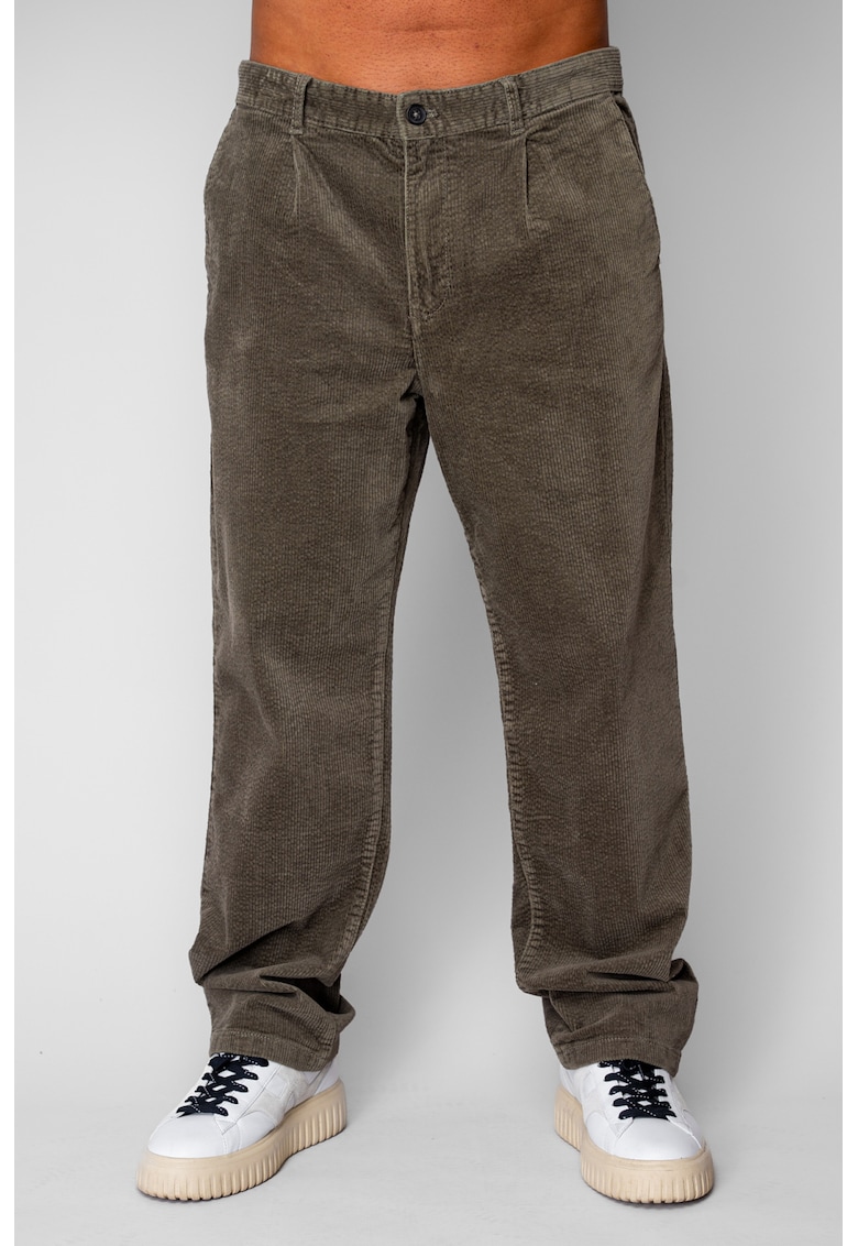 Pantaloni Relaxed Fit lung din reiat bumbac Kaki 20499 - Kaki