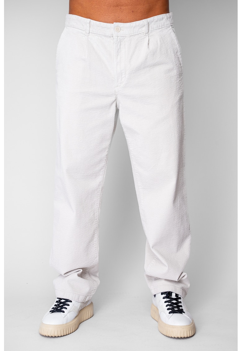 Pantaloni drep lung din reiat bumbac Off White 20503 - Alb