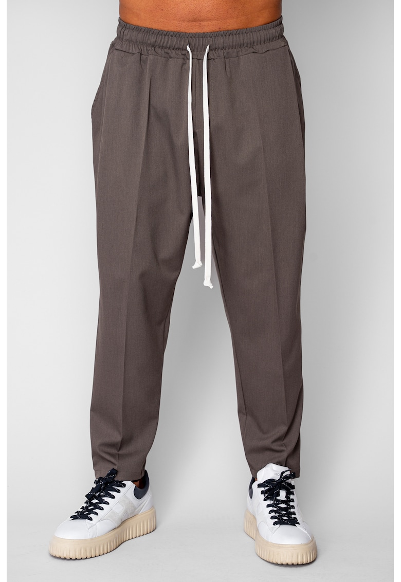 Pantaloni lungi cu snur usor conic Brown 20529 - Maro
