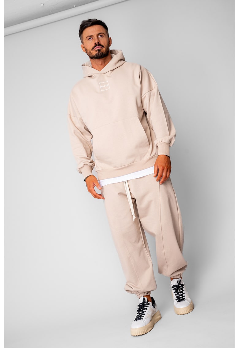 Set Oversized Hanorac si pantalon Baggy din 100% Bumbac - 400gr/mp Premium Edition Beige 20461 - Bej
